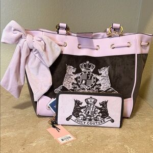 Juicy Couture Light Pink and Dark Brown Tote
